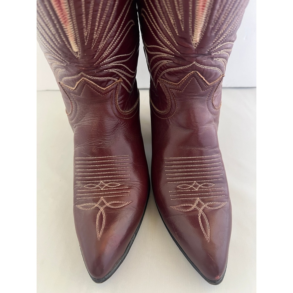 Tony Lama Womens Western Cowboy Boots Burgundy Red Leather Suede Size 4.5 B - Picture 3 of 9
